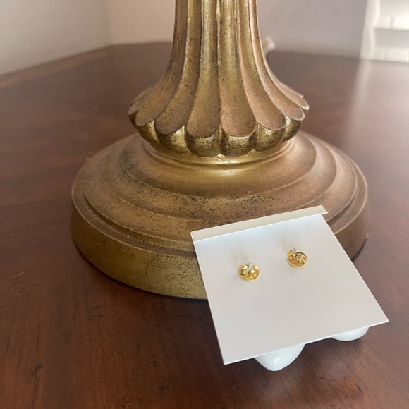 Tory Burch Gold and Cream Heart Earrings - Picture 2 of 2